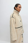 Faux fur bonded coat - Creme
