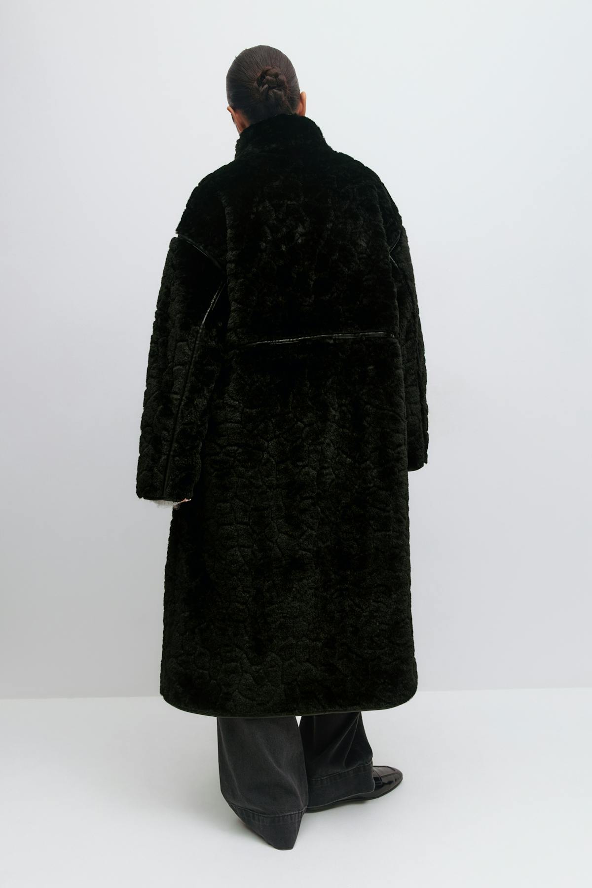 Faux fur bonded coat - Noir