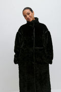 Faux fur bonded coat - Noir
