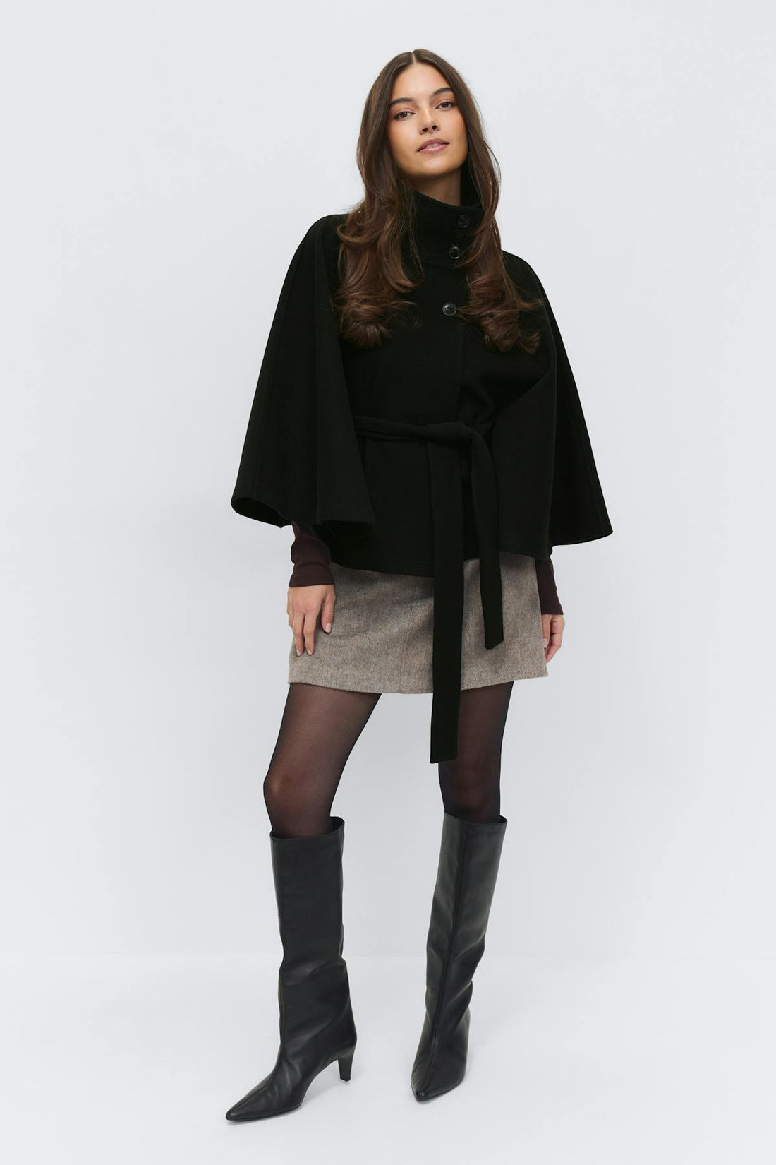Belt cape jacket - Noir