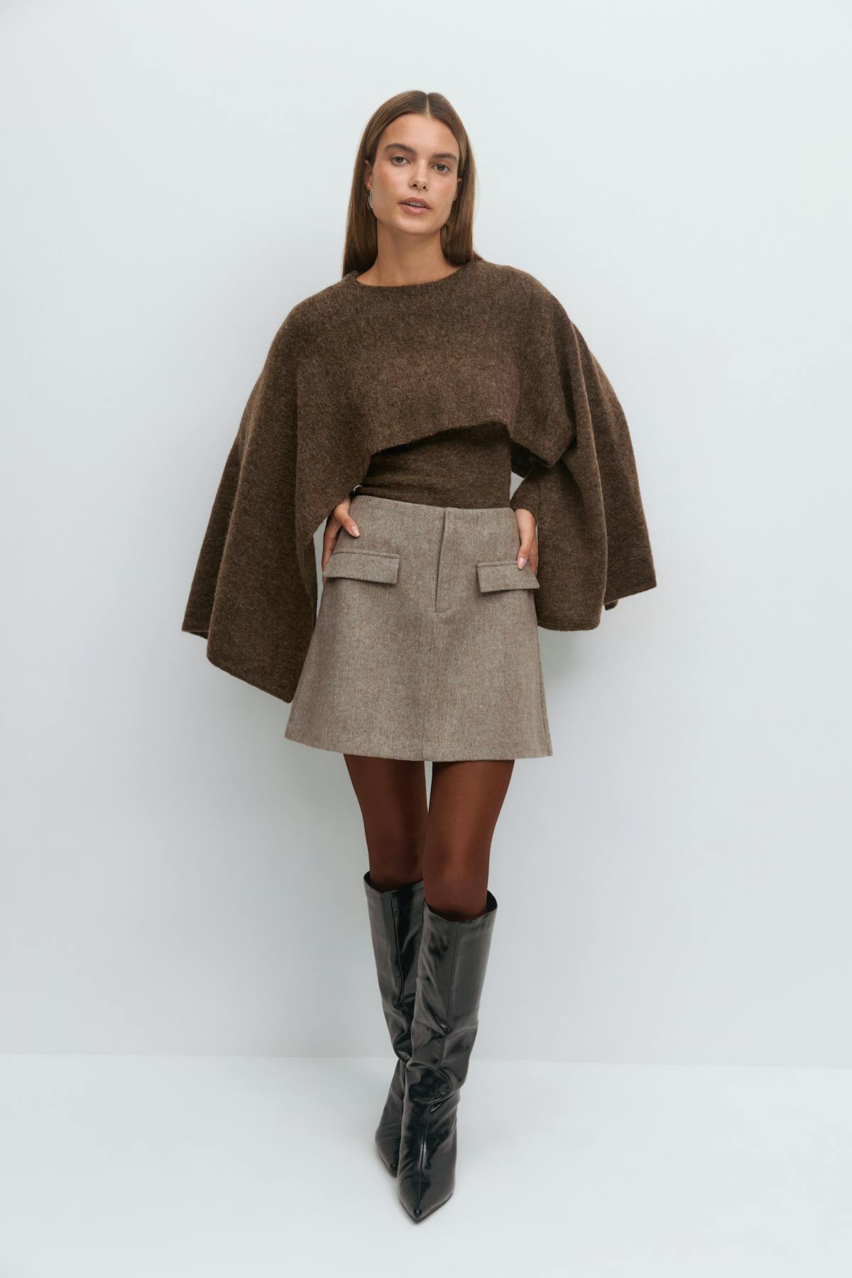 Tailored mini skirt - Crème