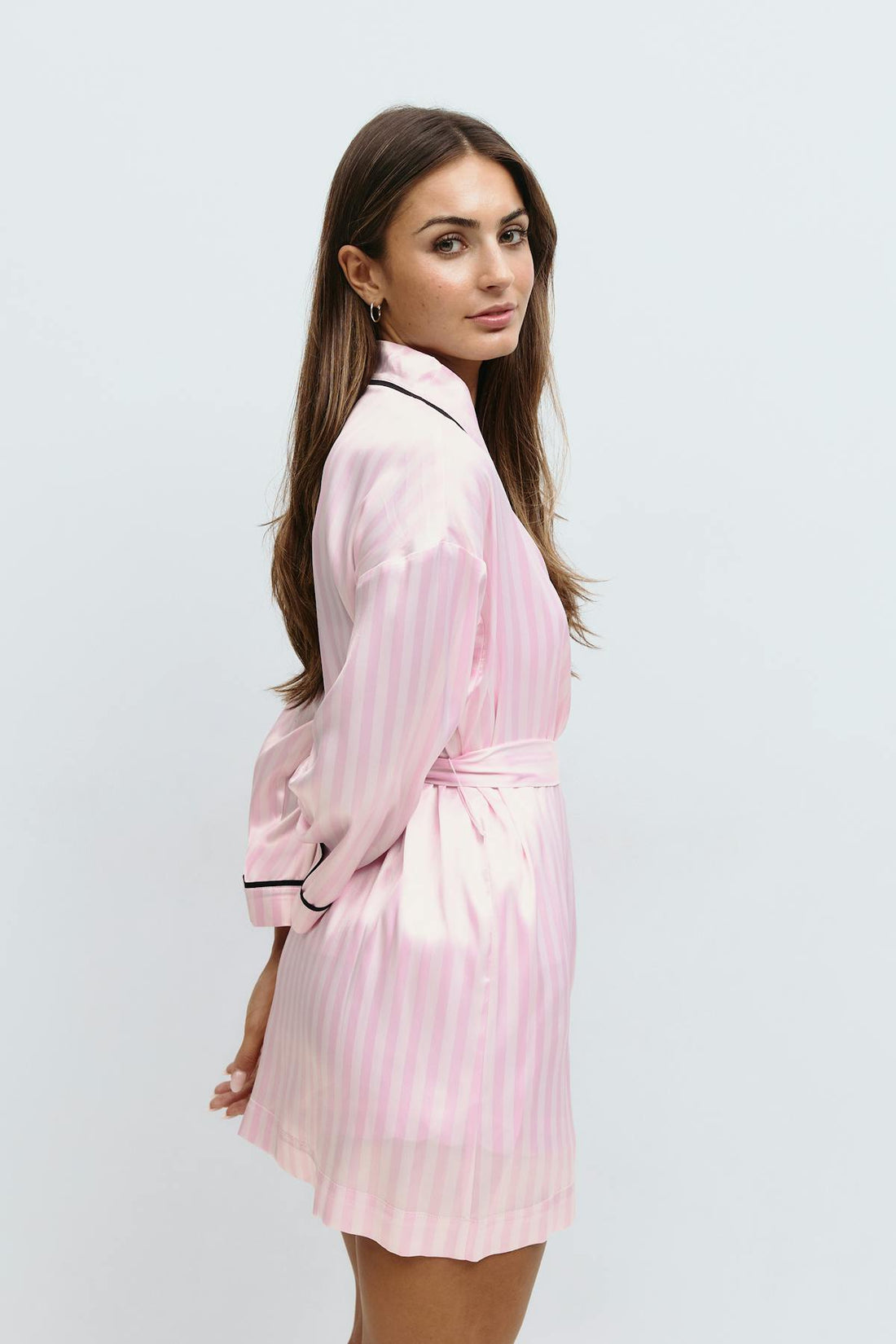 14+ satin robe - Pink stripe