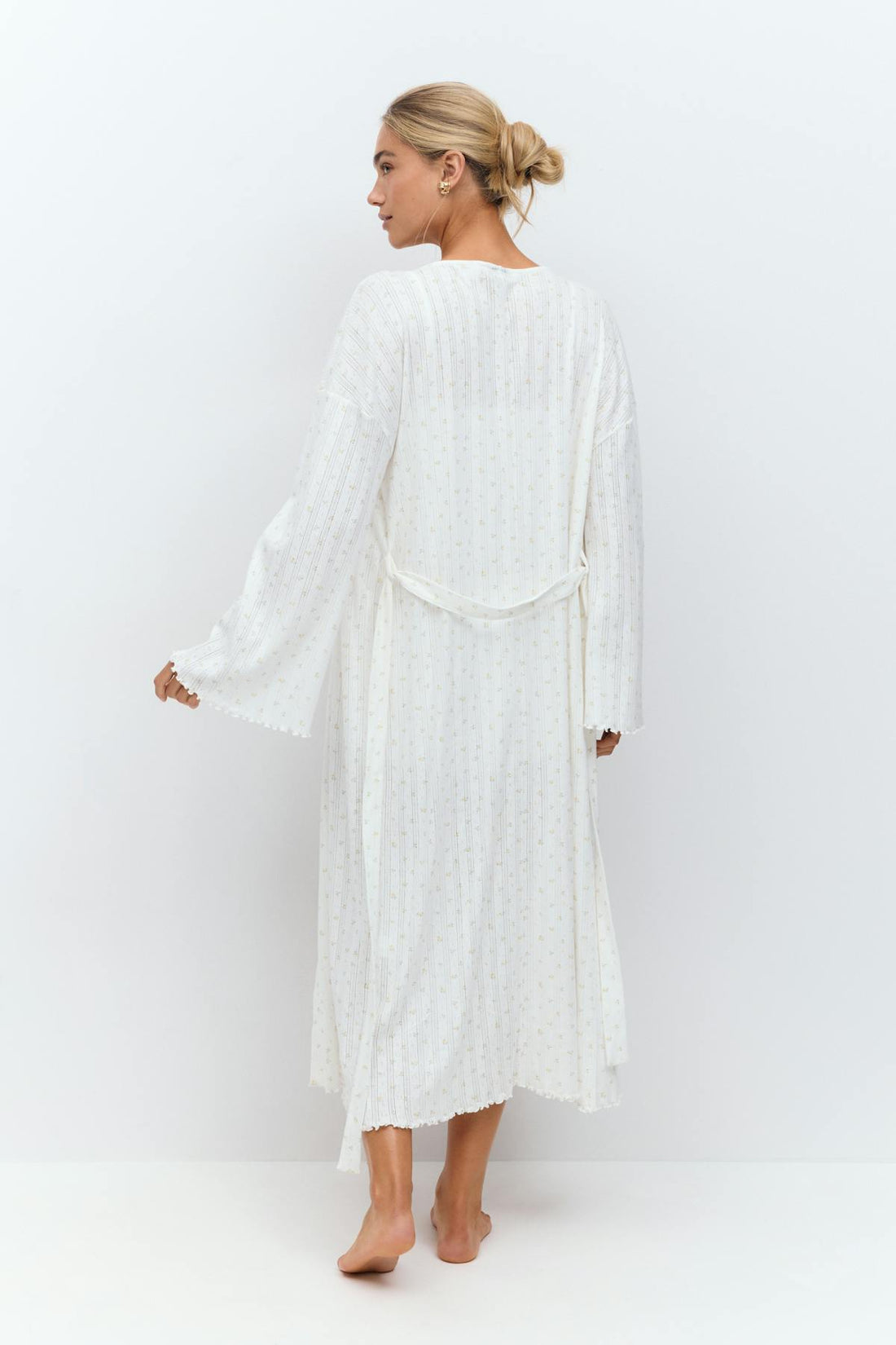 Pointelle long robe - Yellow flower