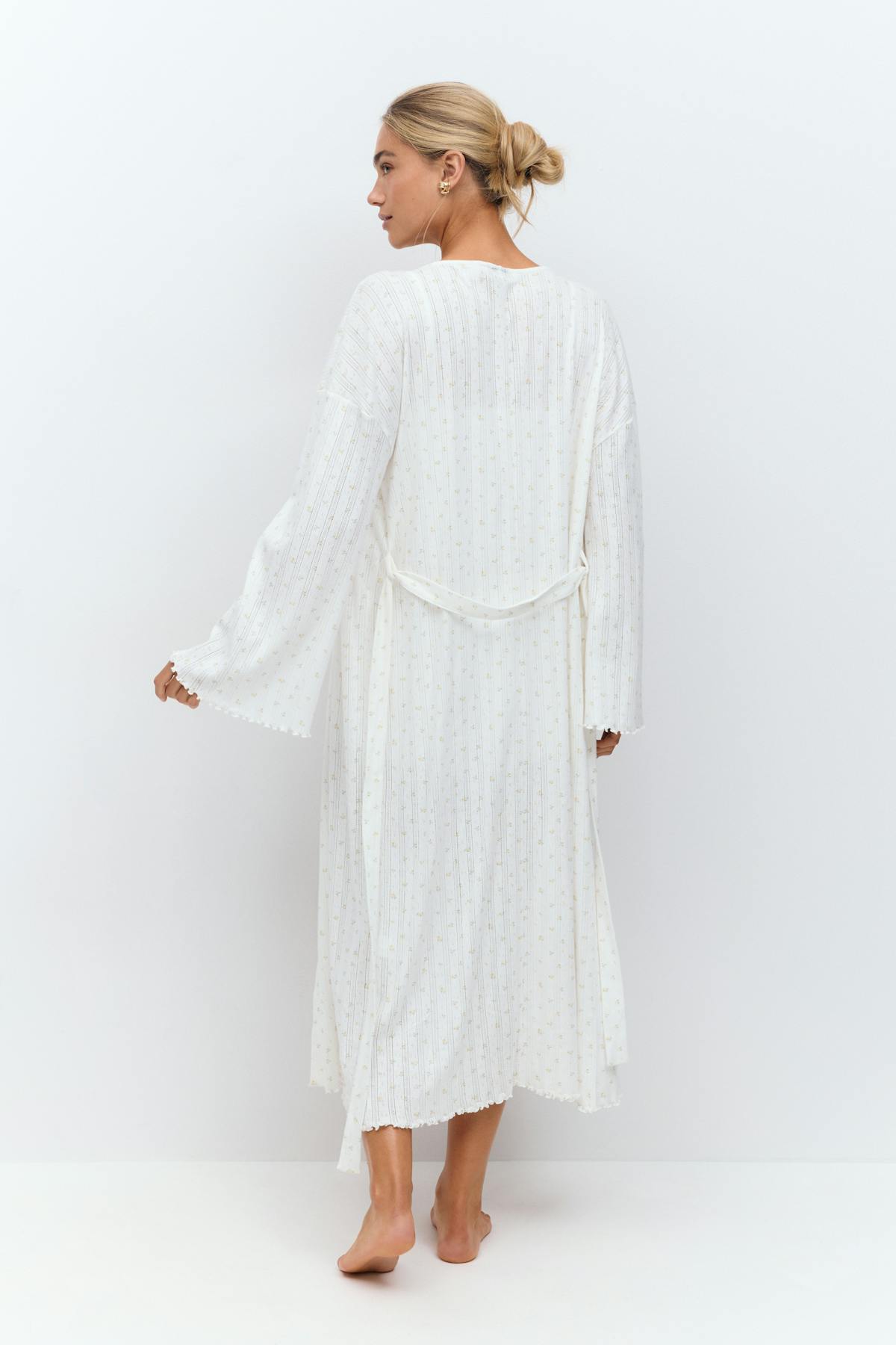 Pointelle long robe - Yellow flower