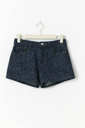 Tweed denim shorts - Mid blue