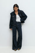 Tweed wide jeans - Mid blue