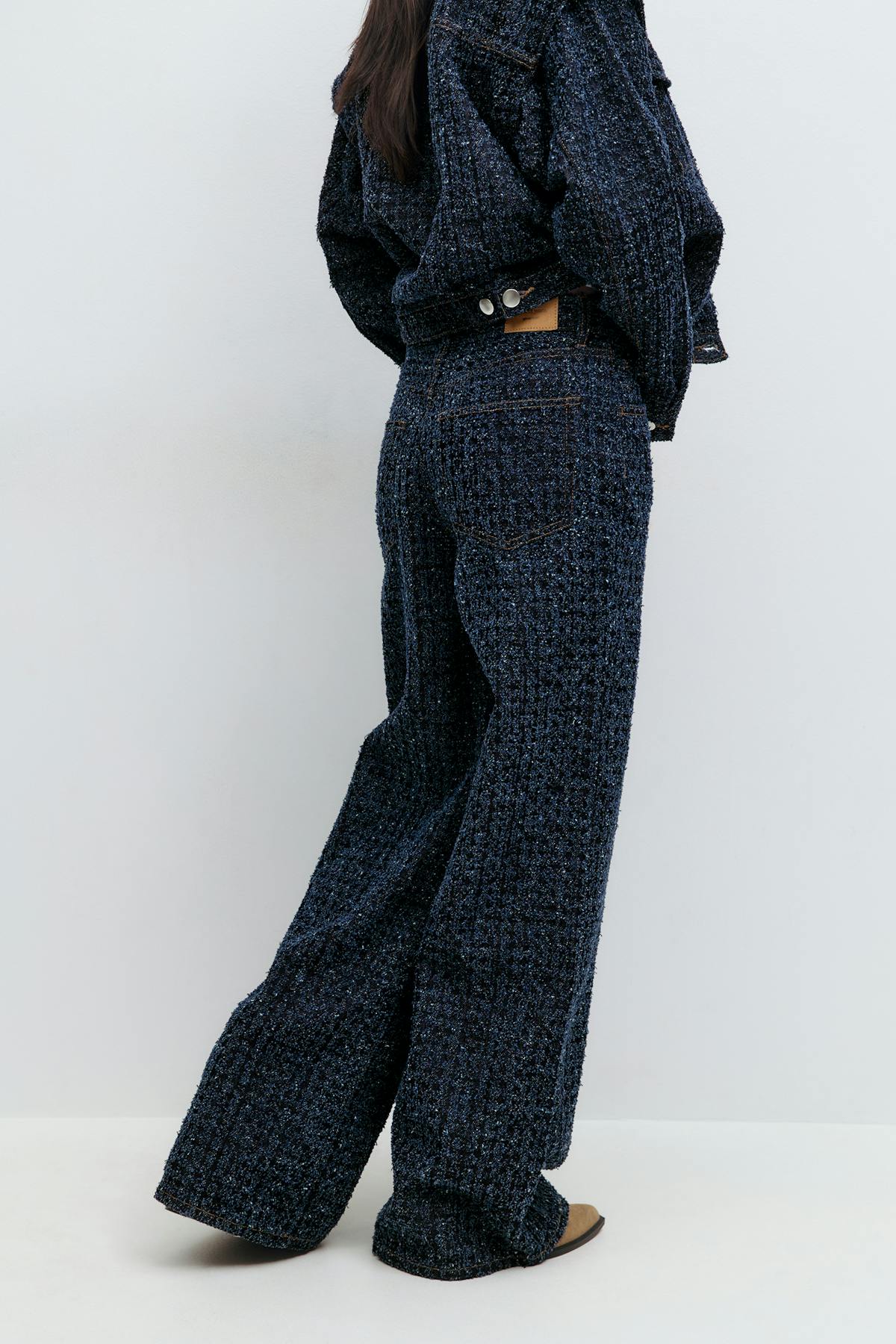 Tweed wide jeans - Mid blue