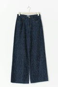 Tweed wide jeans - Mid blue