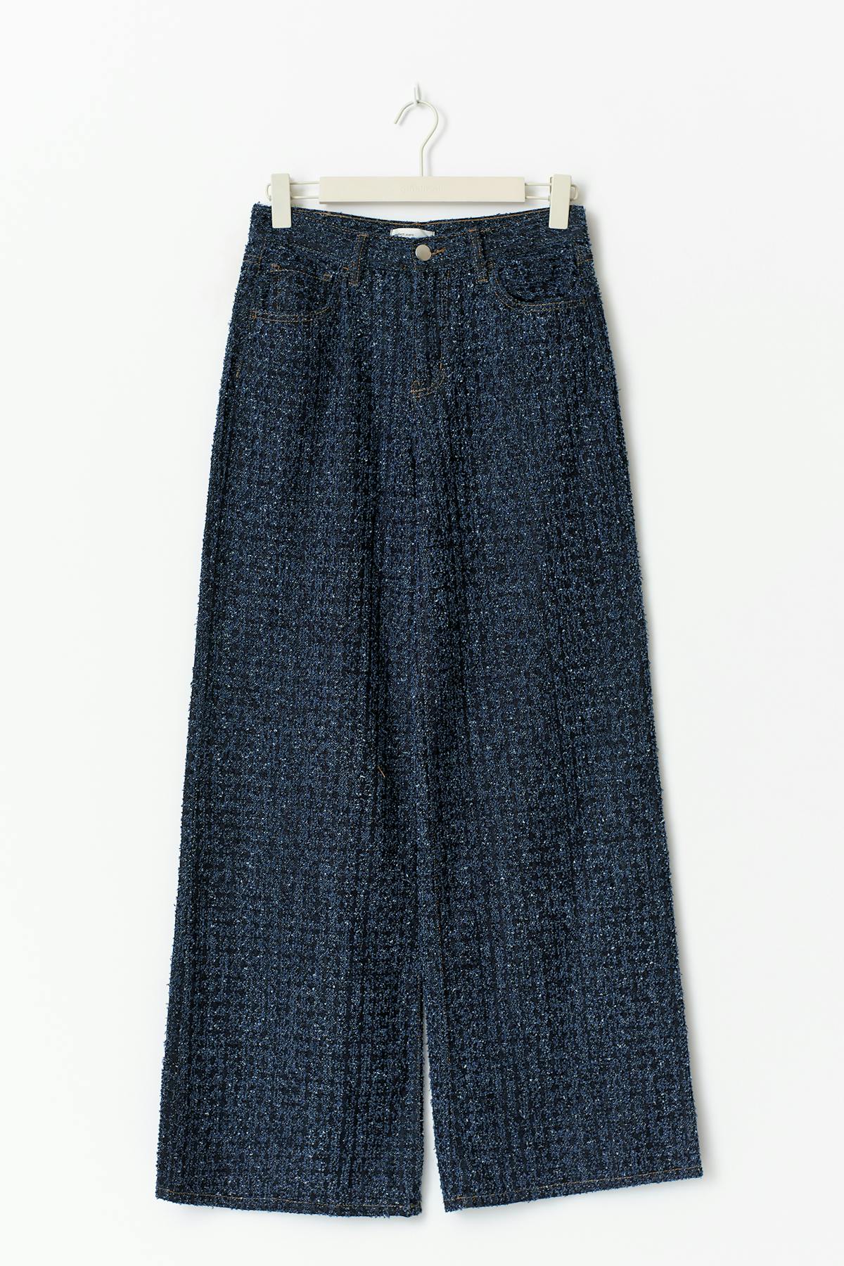 Tweed wide jeans - Mid blue