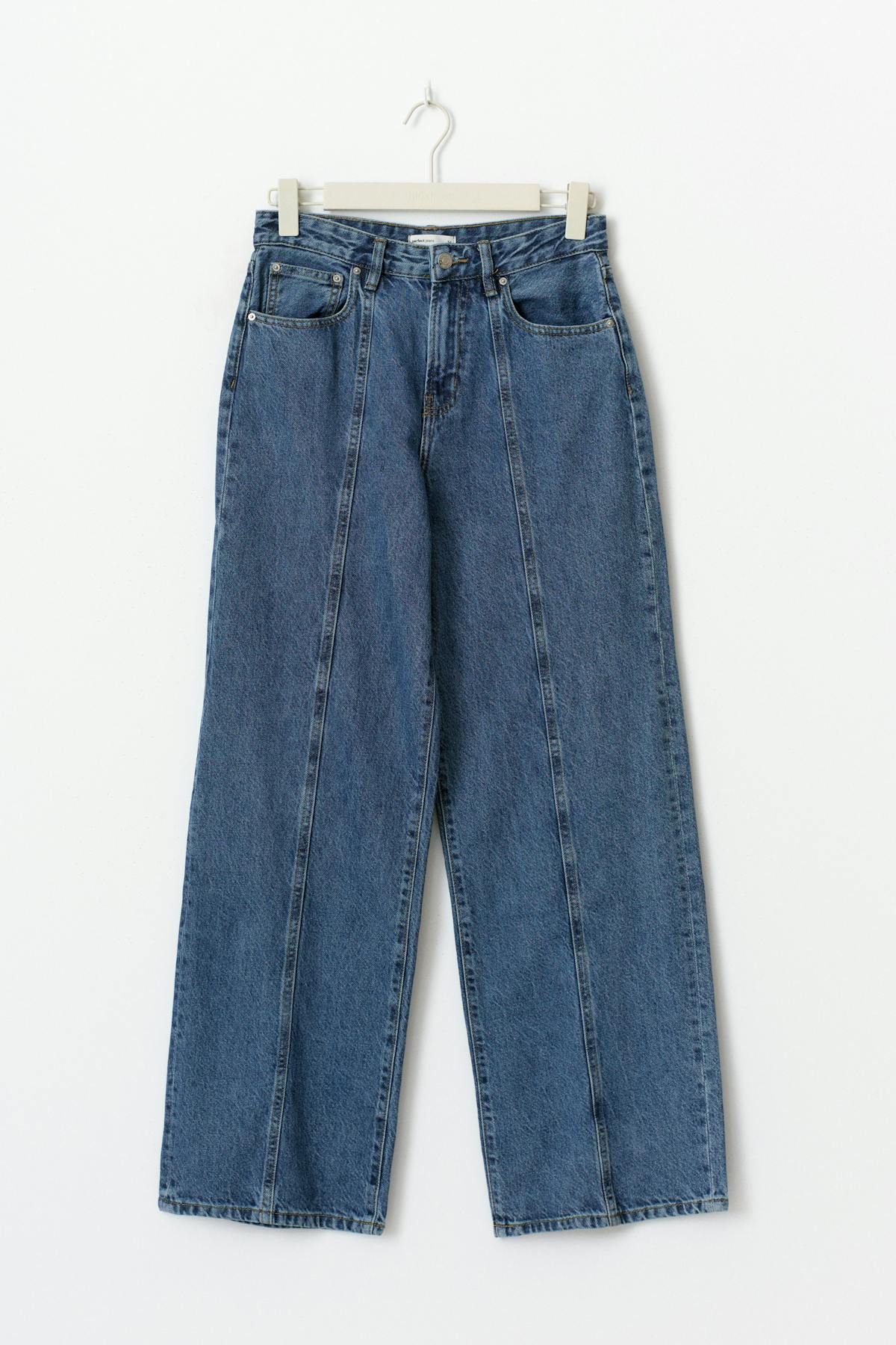 Wide tall front seam jeans - Scandi blue