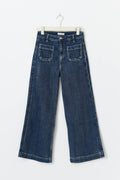 Cropped front pocket jeans - Mid blue