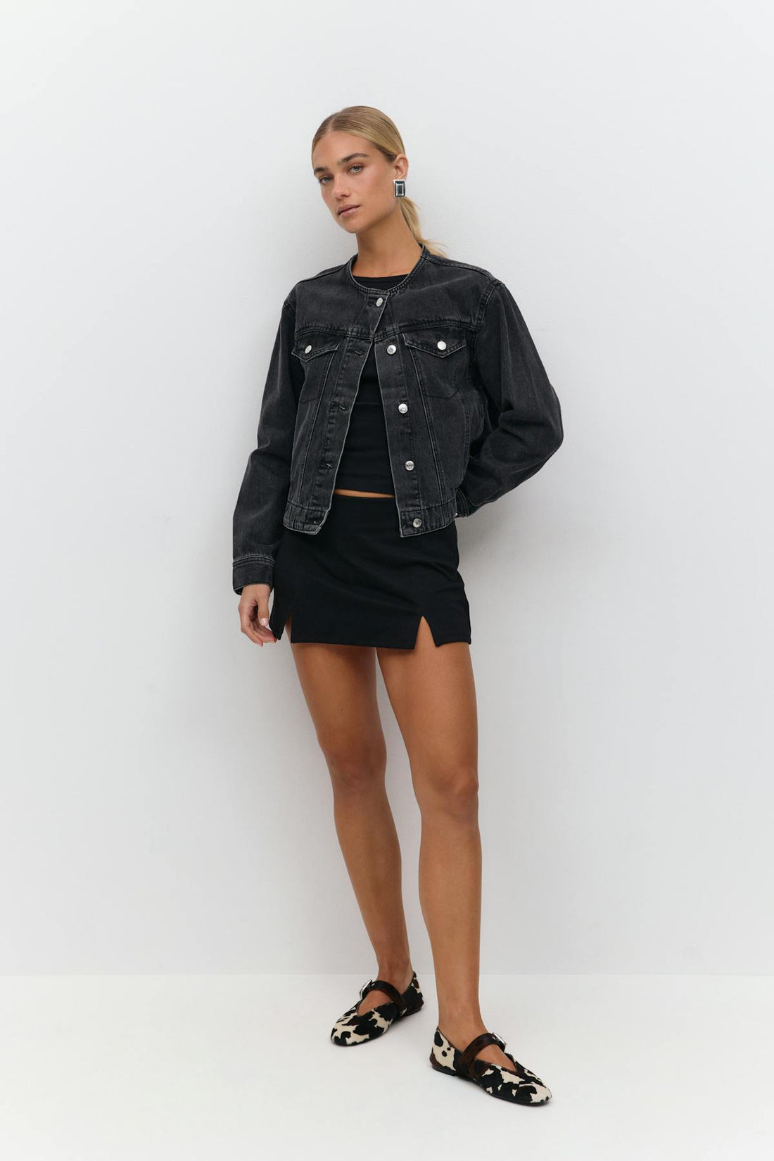Slit detail skort - Noir