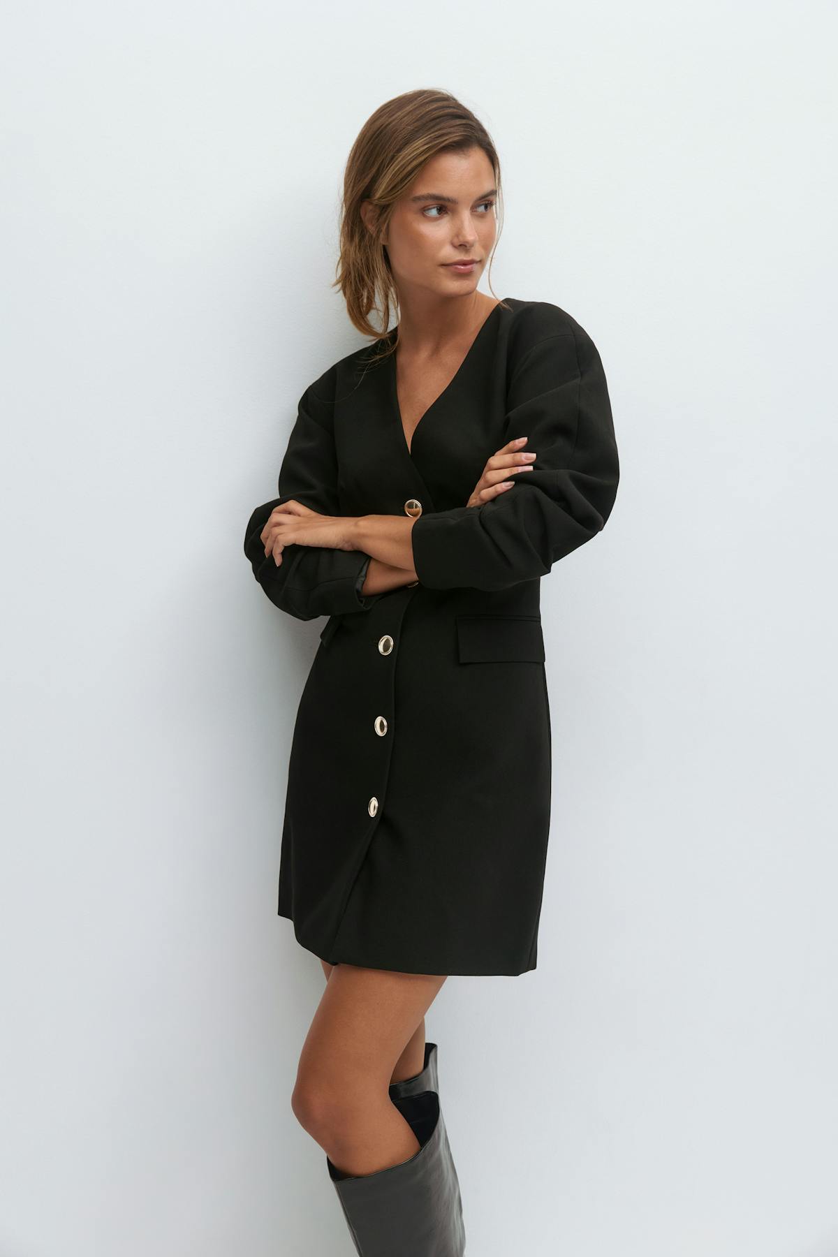 Tailored dress - Black stripe