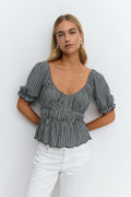 Puff sleeve top - Pink ditsy