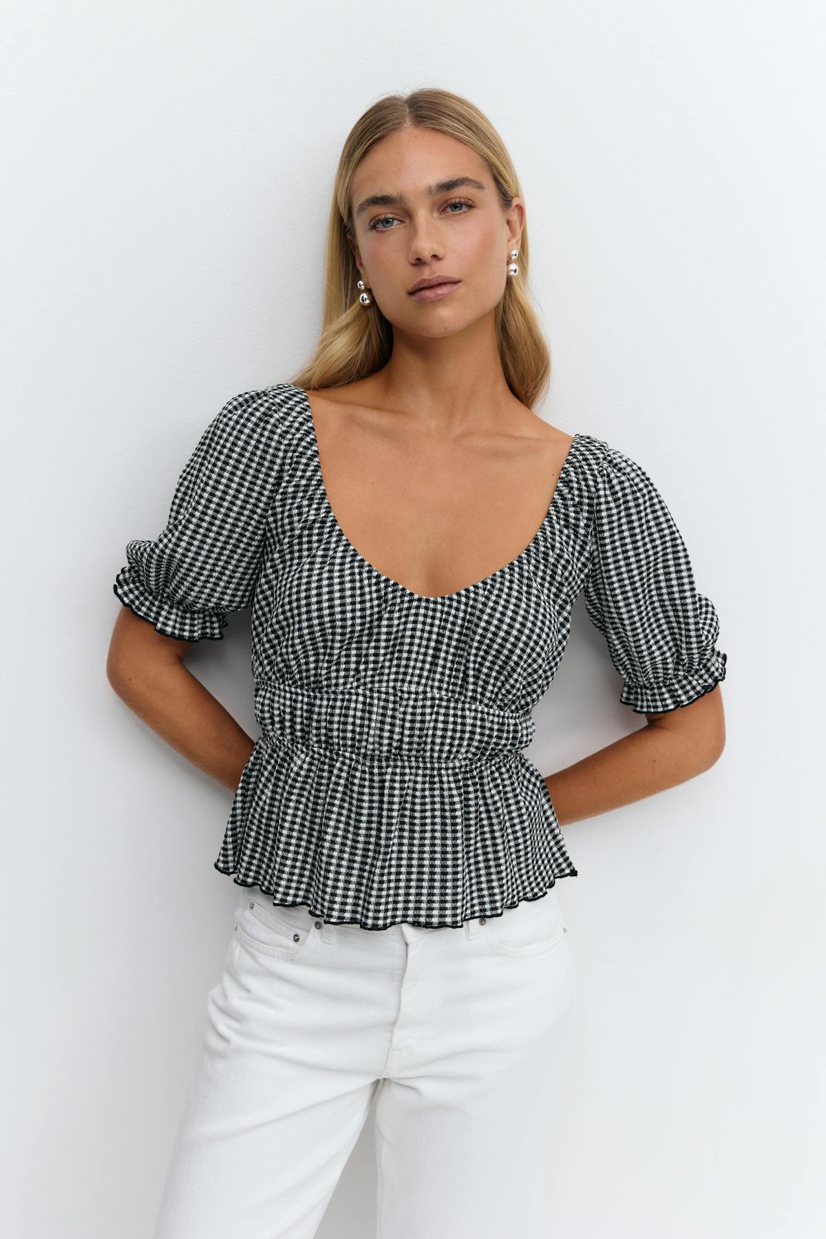 Puff sleeve top - Pink ditsy