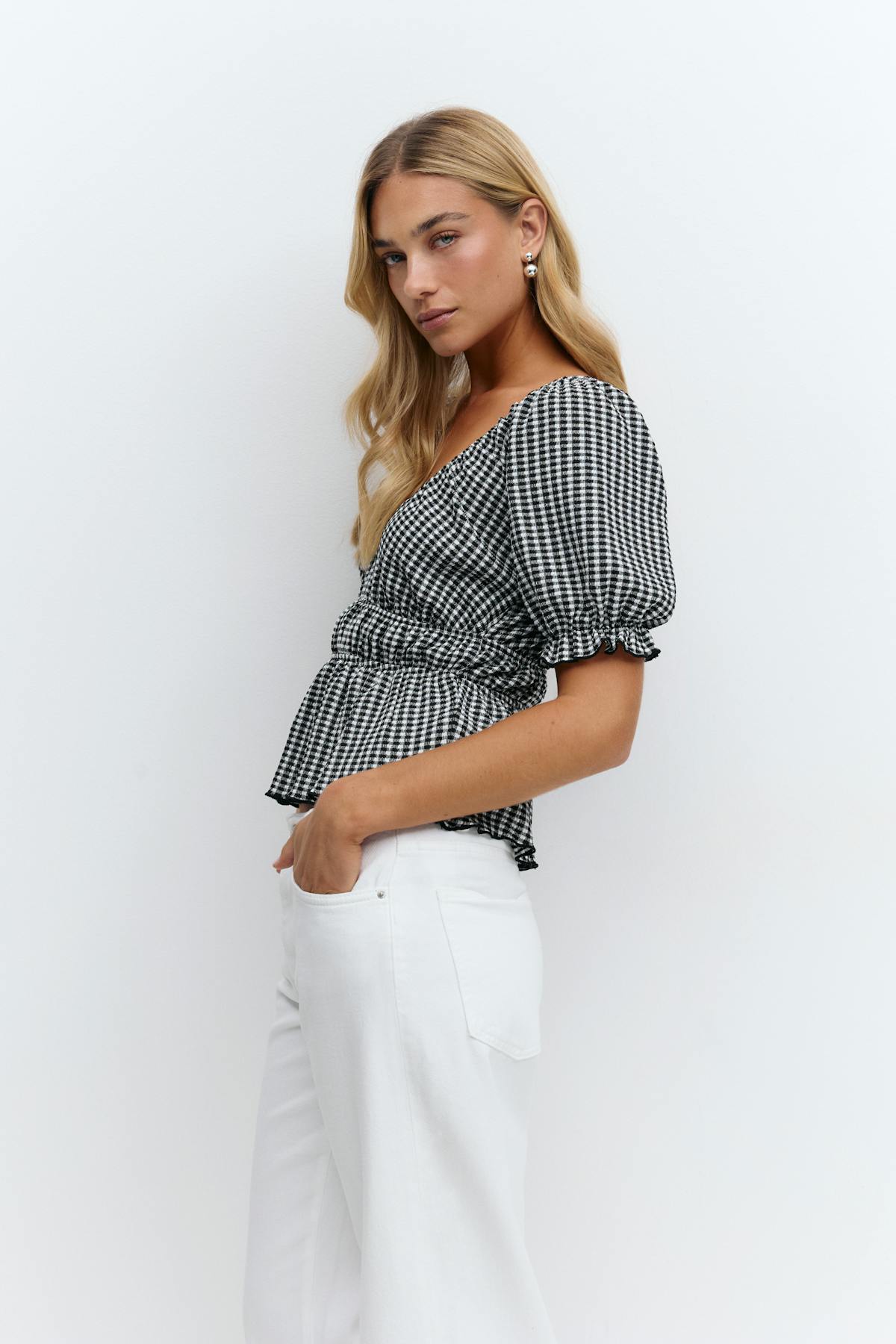 Puff sleeve top - Pink ditsy