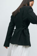 Side lacing shaped blazer - Noir