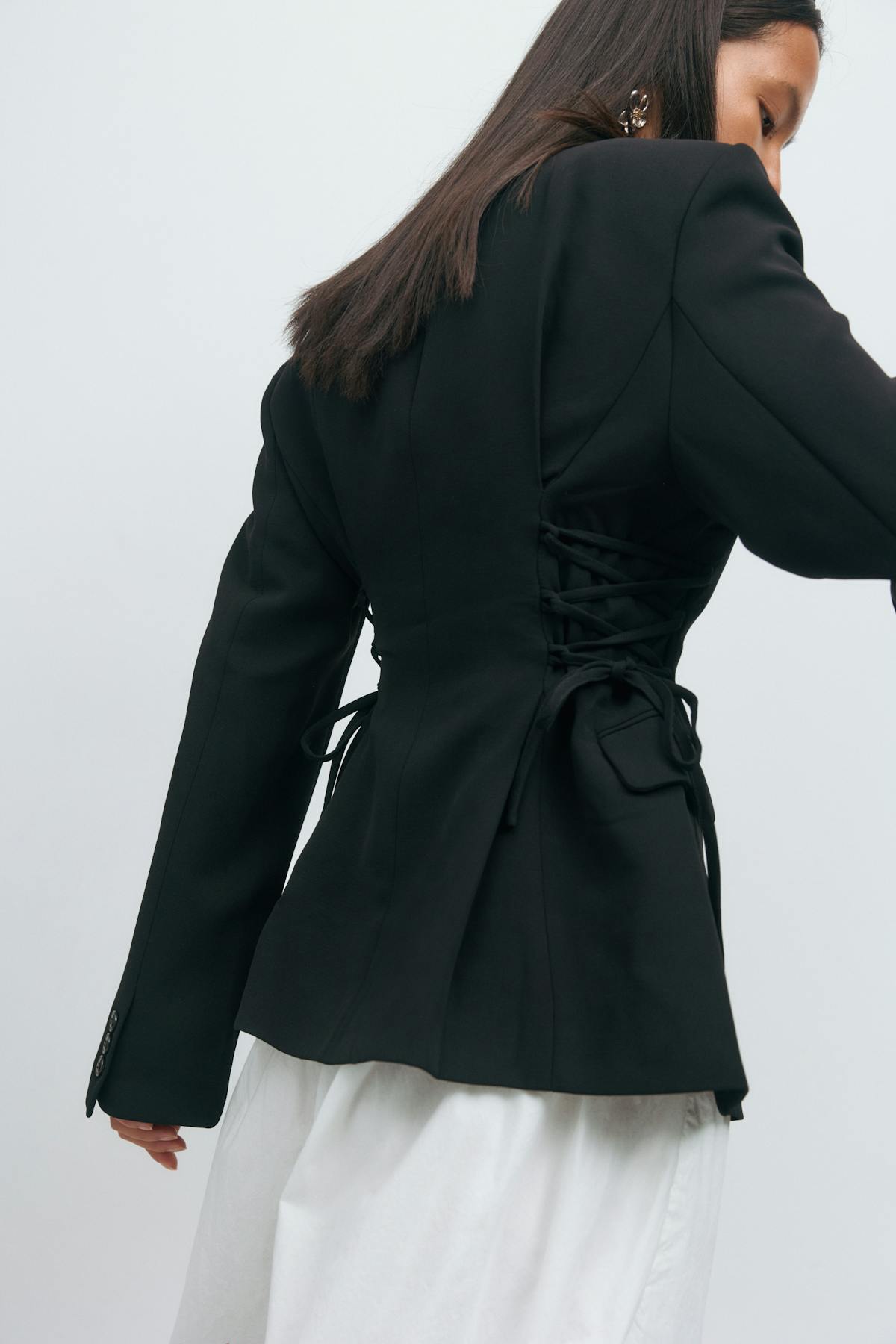 Side lacing shaped blazer - Noir