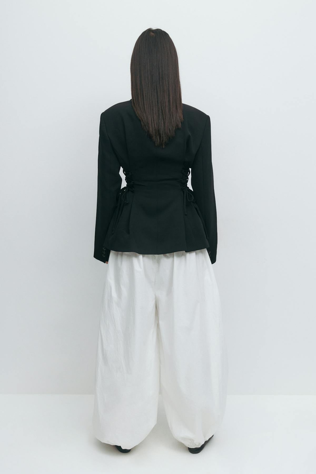 Side lacing shaped blazer - Noir