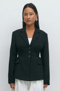 Side lacing shaped blazer - Noir