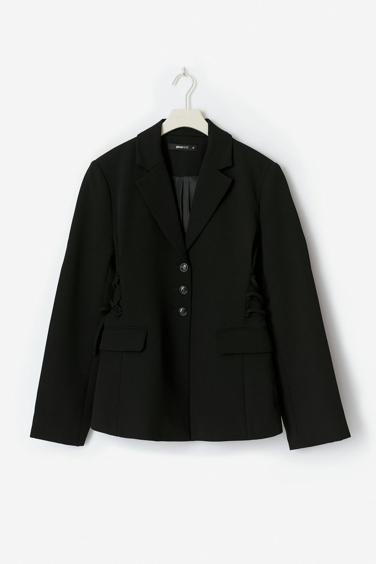Side lacing shaped blazer - Noir