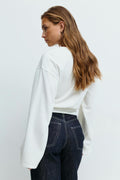 Wide sleeve top - Black/white str
