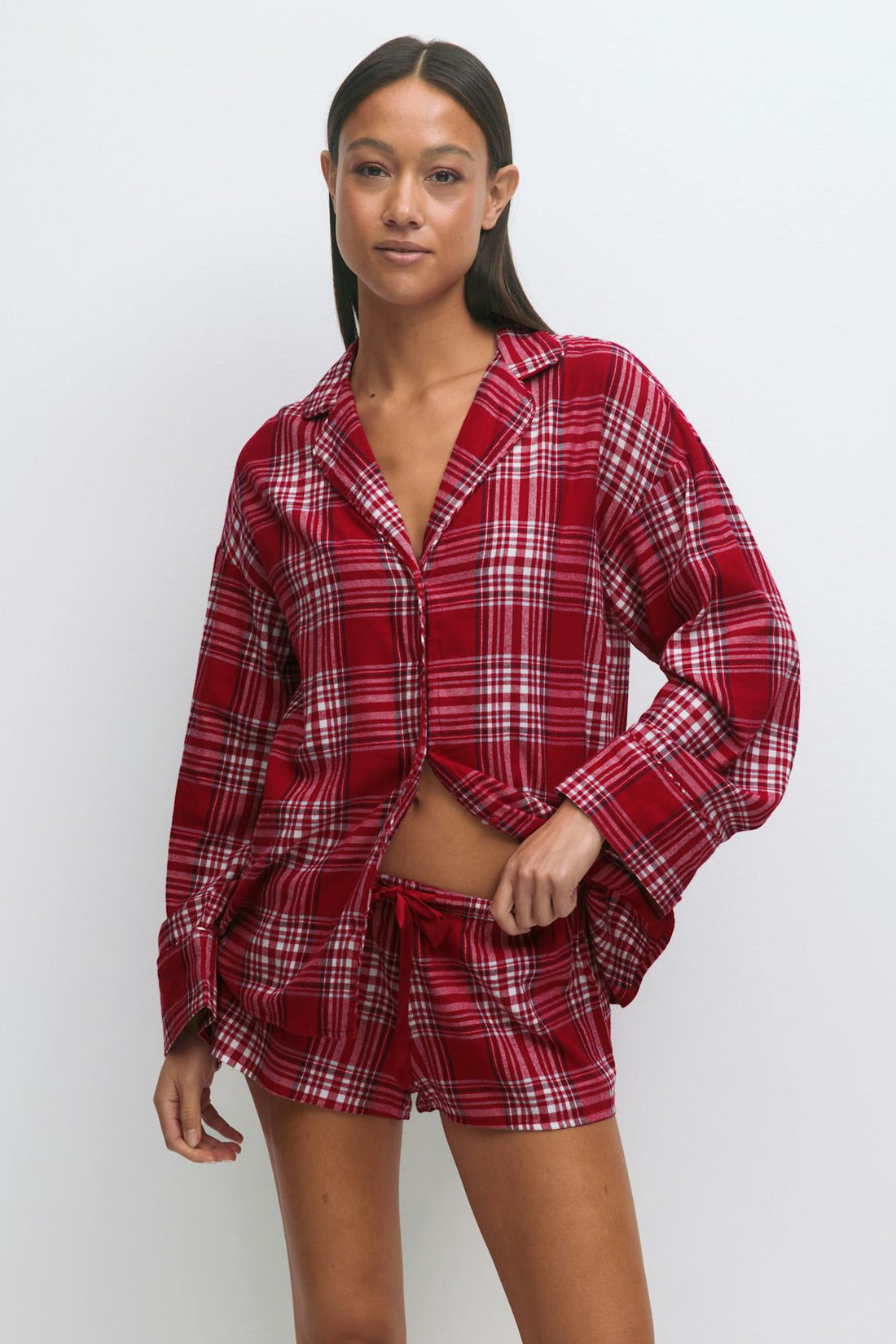 Flannel pyjamas shorts - Red check