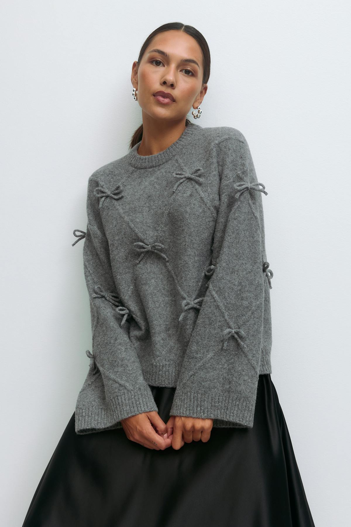 Knitted bow sweater - Noir