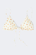 Triangle front tie bikini top - Summer peach