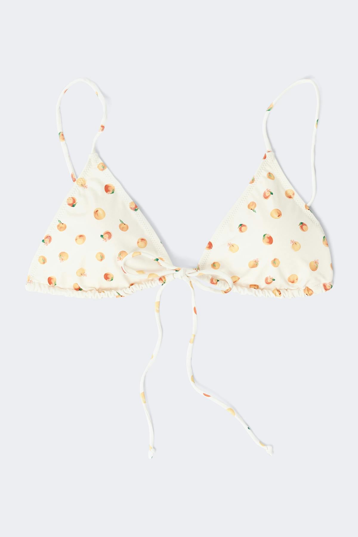 Triangle front tie bikini top - Summer peach