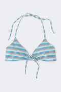 Front tie bikini top - Blue stripe