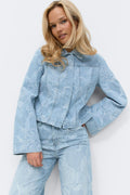 Embroidery denim shirt - Bleu
