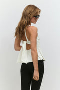 Peplum tie back top - Rose clair