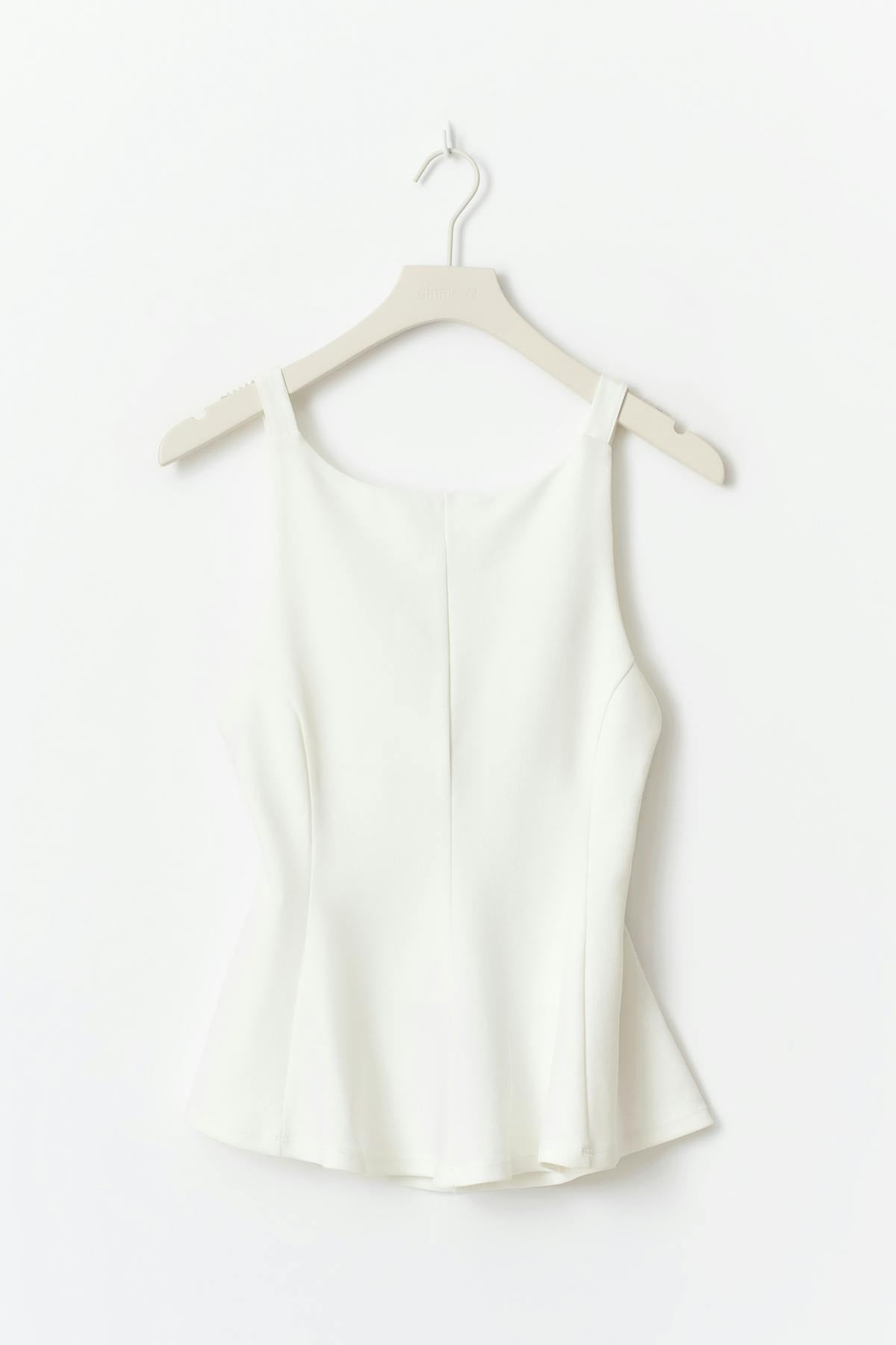 Peplum tie back top - Blanc cassé