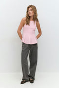 Peplum tie back top - Rose clair