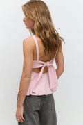 Peplum tie back top - Rose clair