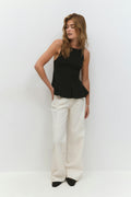 Peplum tie back top - Noir