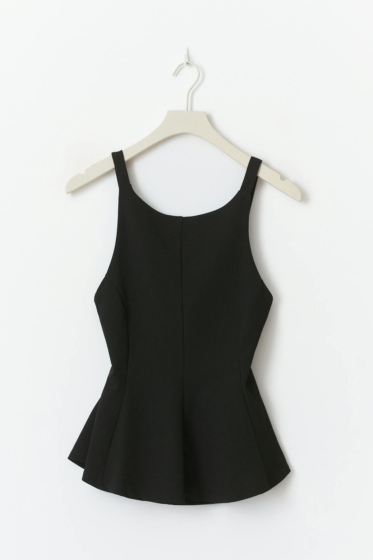 Peplum tie back top - Noir