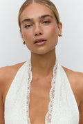 Lace halterneck top - Noir