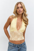 Lace halterneck top - Ecru