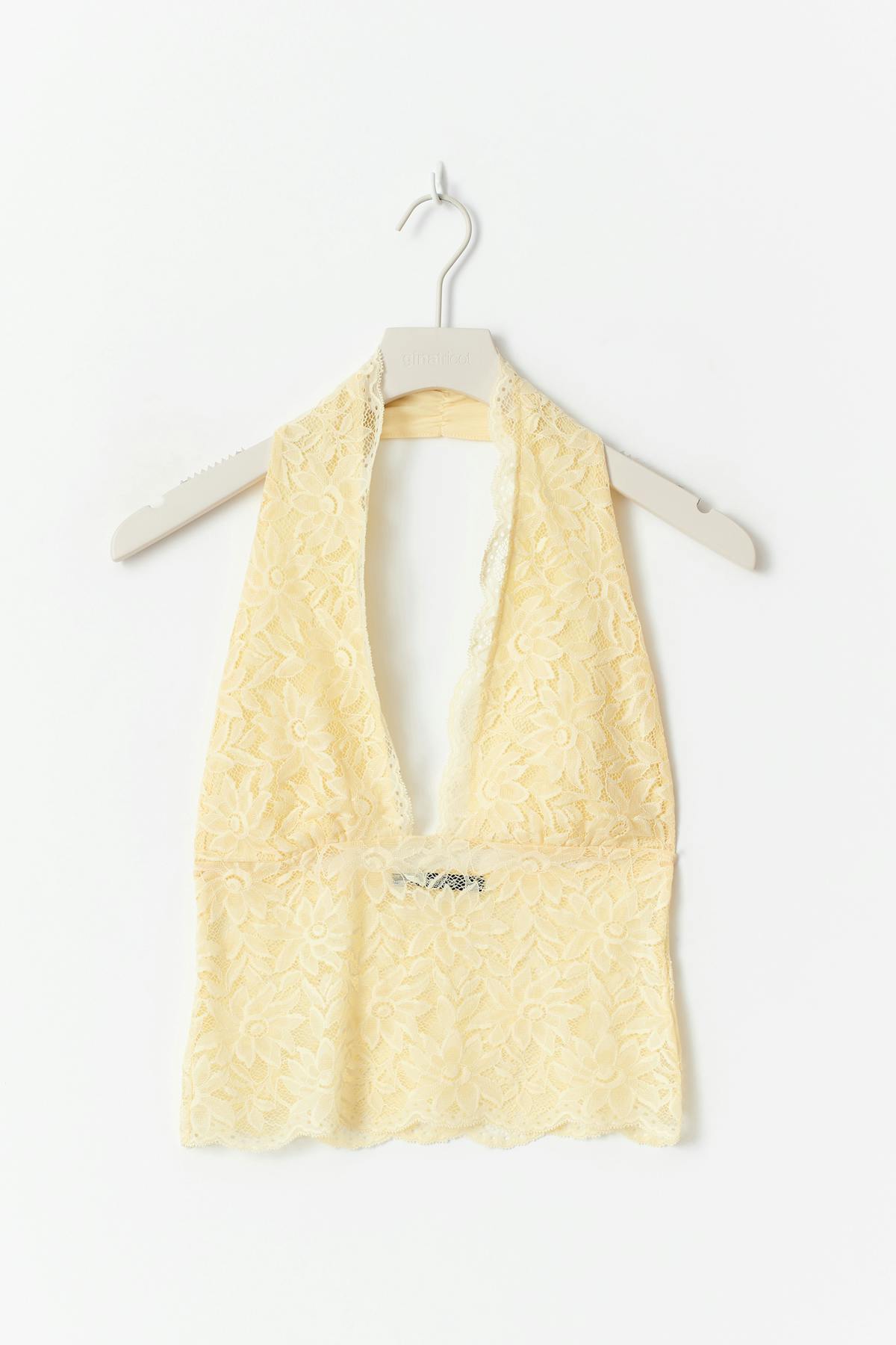 Lace halterneck top - Jaune clair