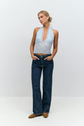 Lace halterneck top - Bleu clair