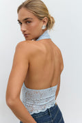Lace halterneck top - Bleu clair