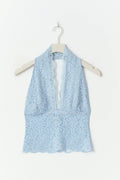 Lace halterneck top - Bleu clair