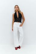 Lace halterneck top - Noir