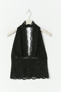Lace halterneck top - Noir