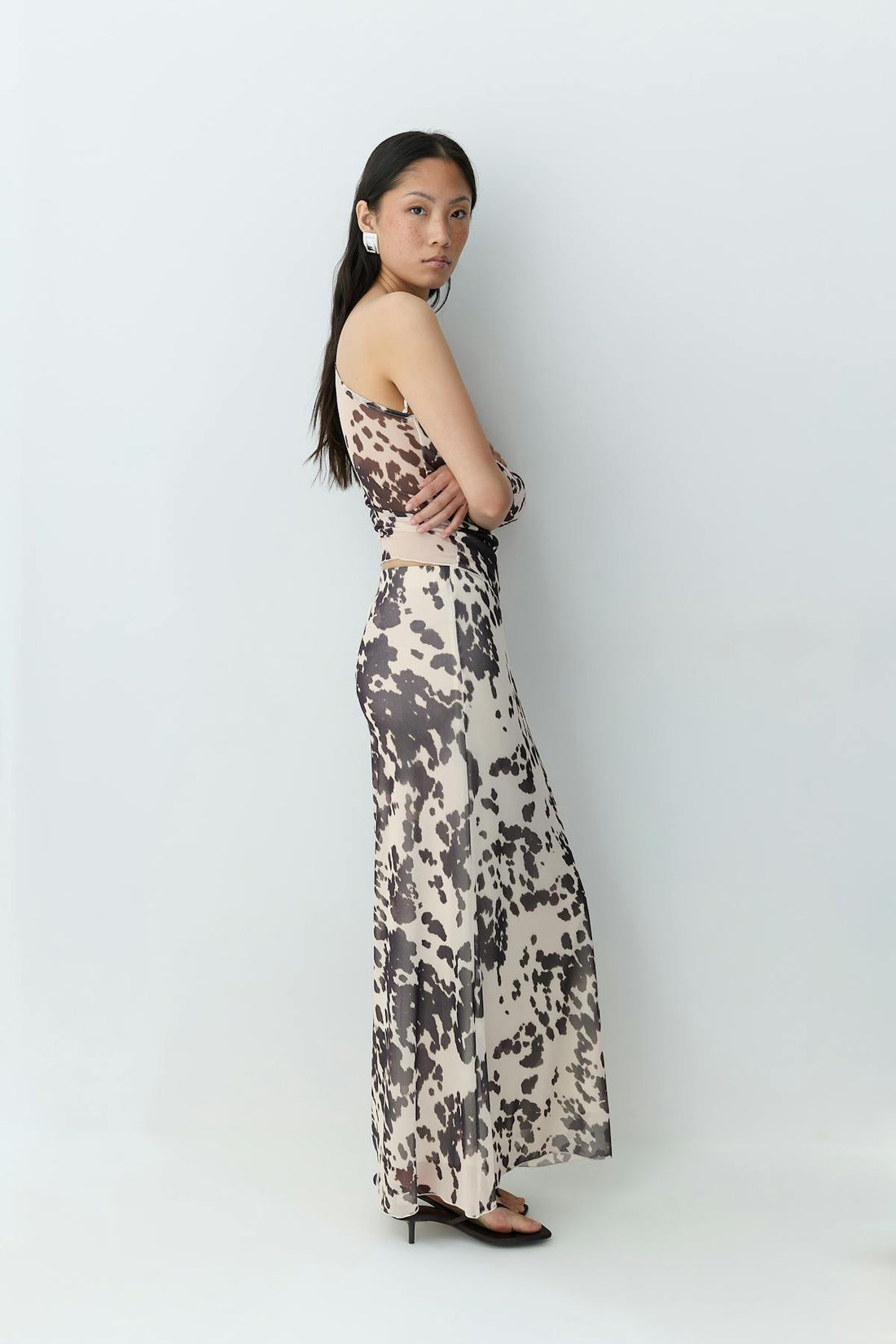 Mesh maxi skirt - Cow aop