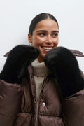 Faux fur mittens - Marron foncé