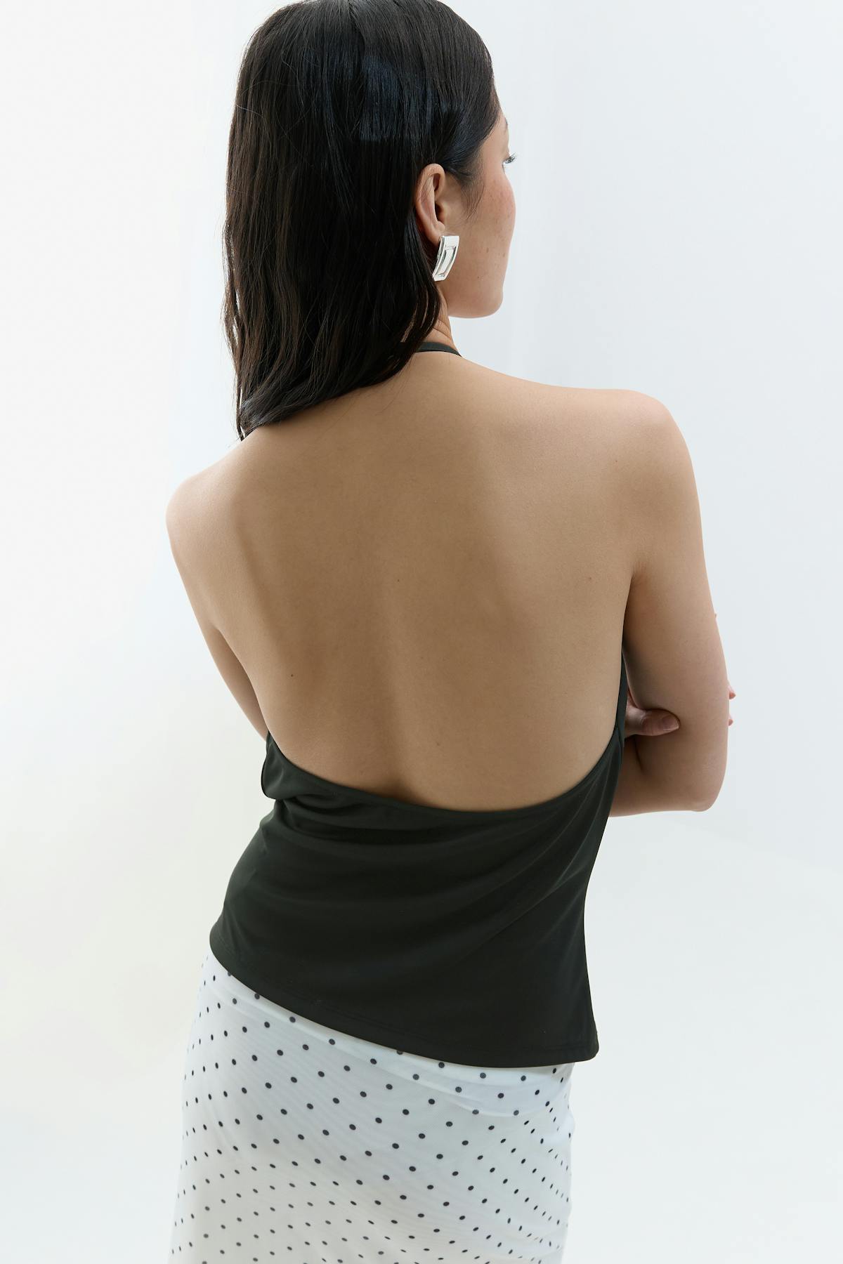 Waterfall neck singlet - Noir