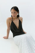 Waterfall neck singlet - Noir